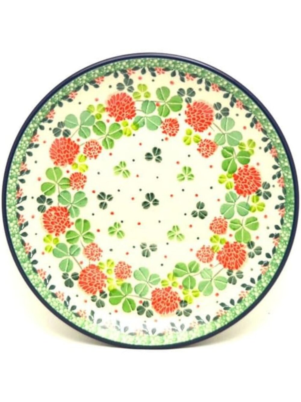 Handcrafted Polish Pottery Plate - 7.75" Salad/Dessert Dish, Unique Lucky Charm